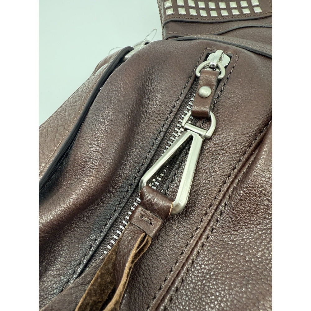 BMakowsky Brown Brandy Leather Studs Shoulder Purse Bag‎ NWT - Picture 4 of 14